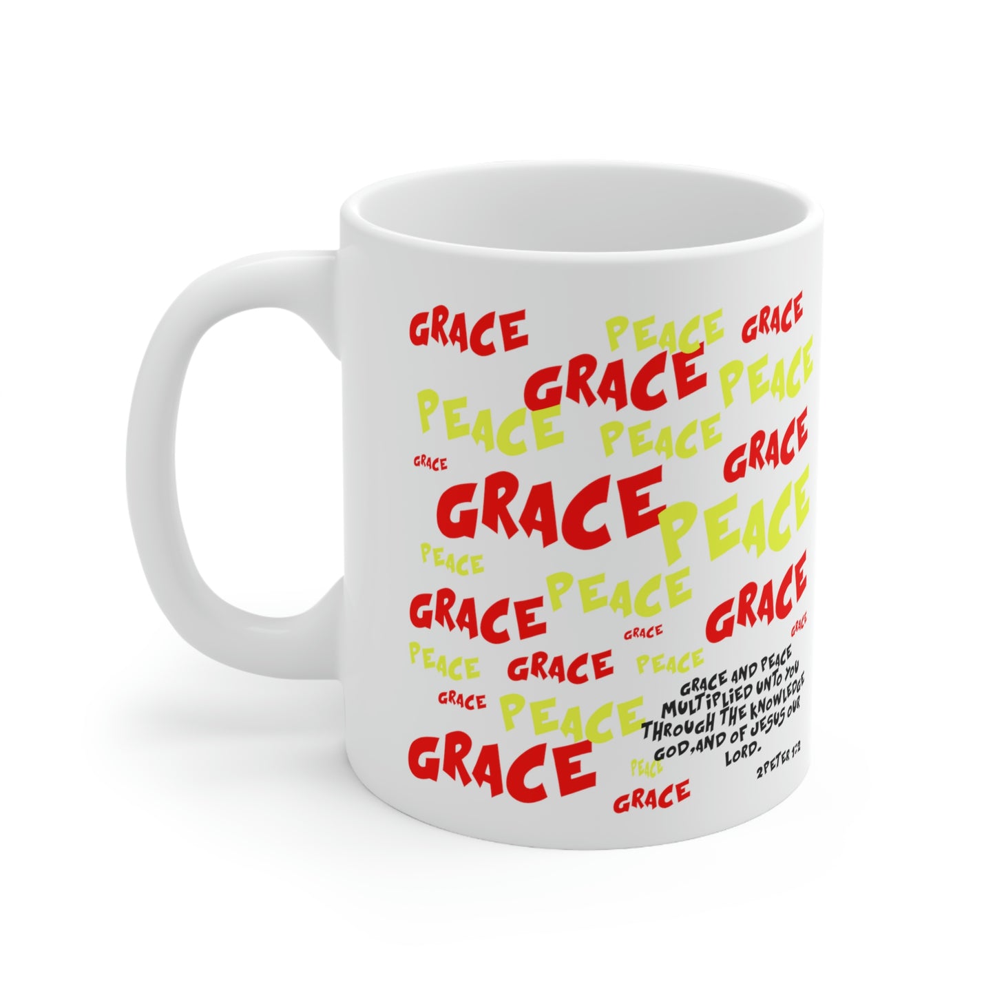 Bible Verse Scripture Mug 11oz Grace and Peace Multiplied...