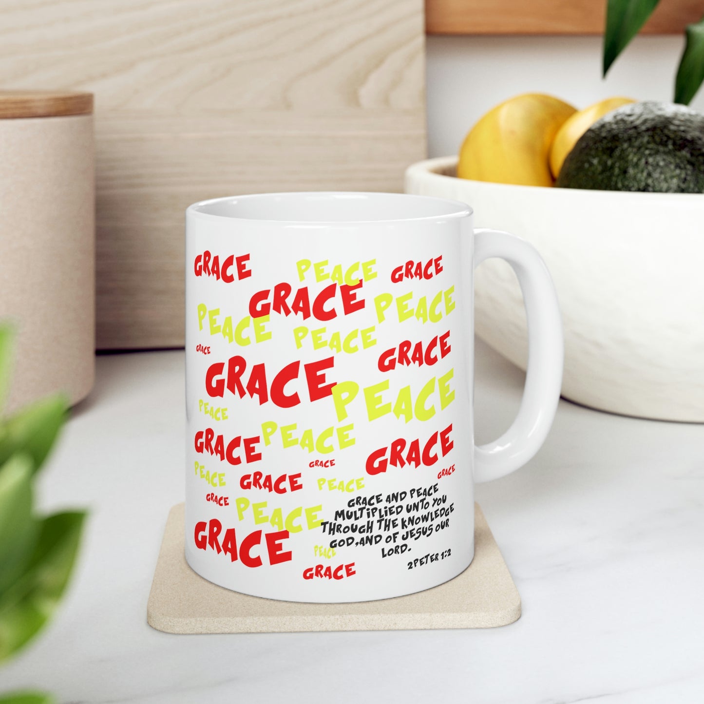 Bible Verse Scripture Mug 11oz Grace and Peace Multiplied...