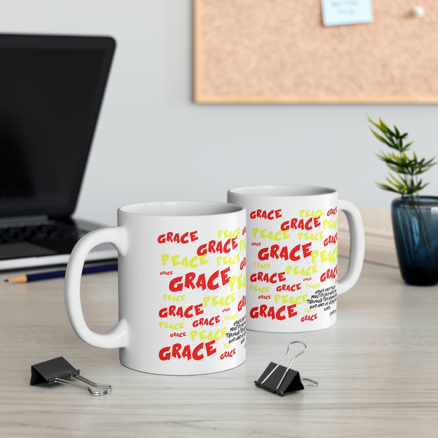 Bible Verse Scripture Mug 11oz Grace and Peace Multiplied...