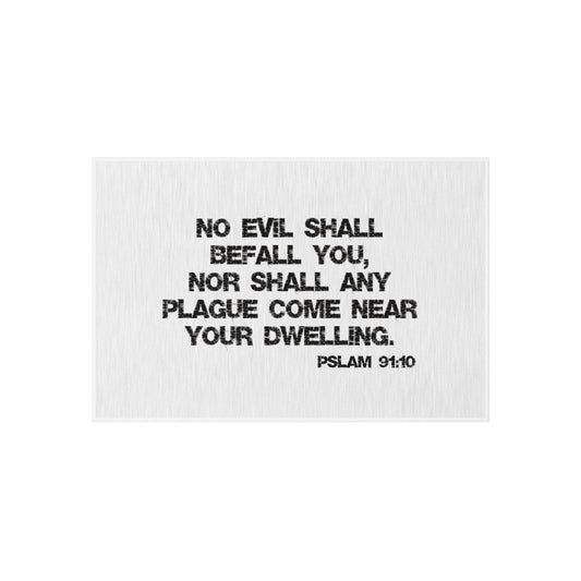 Bible Verse Scripture Outdoor Rug  No Evil Shall Befall You...