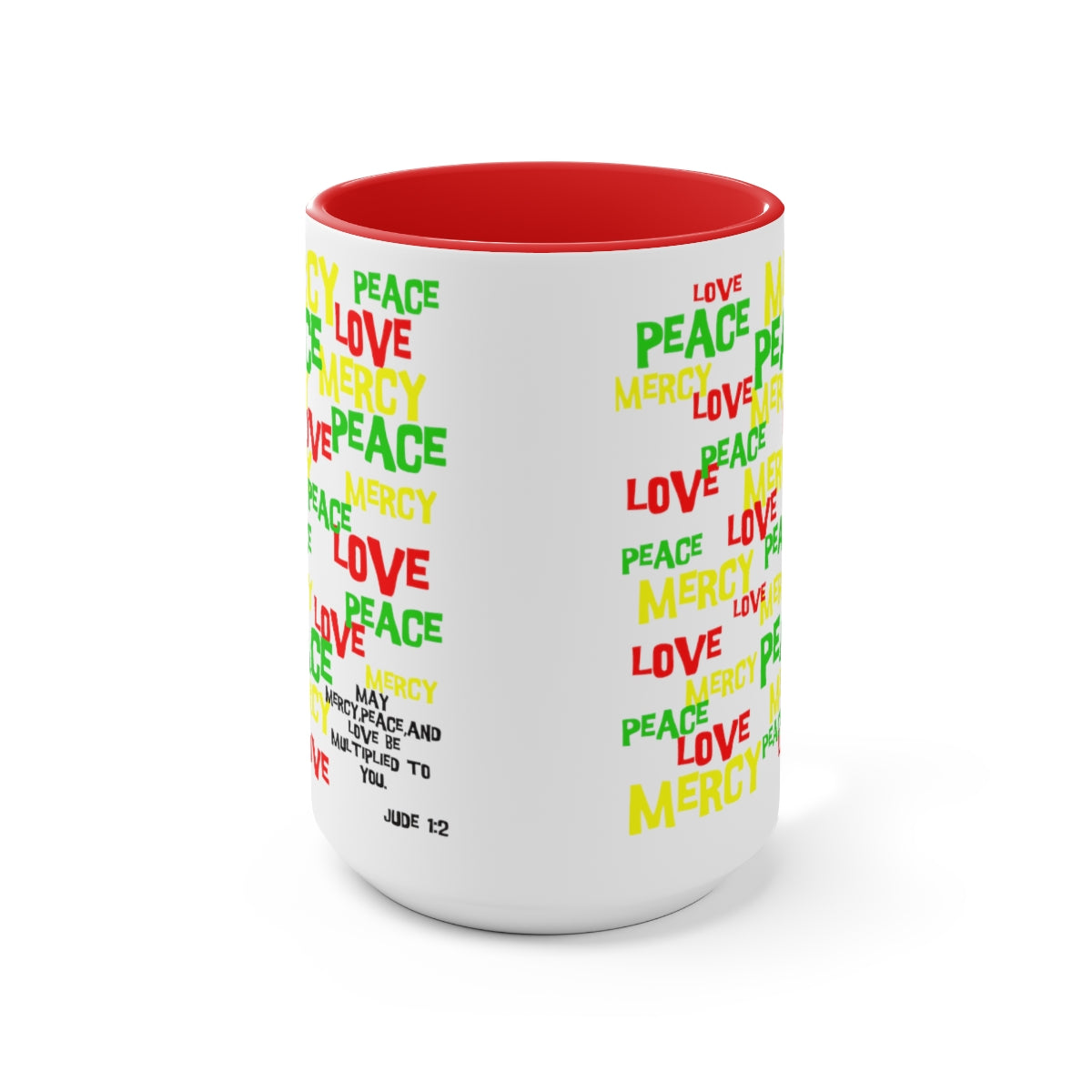 Bible Verse Scripture Two-Tone Coffee Mugs, 15oz  May Mercy Peace And Love...