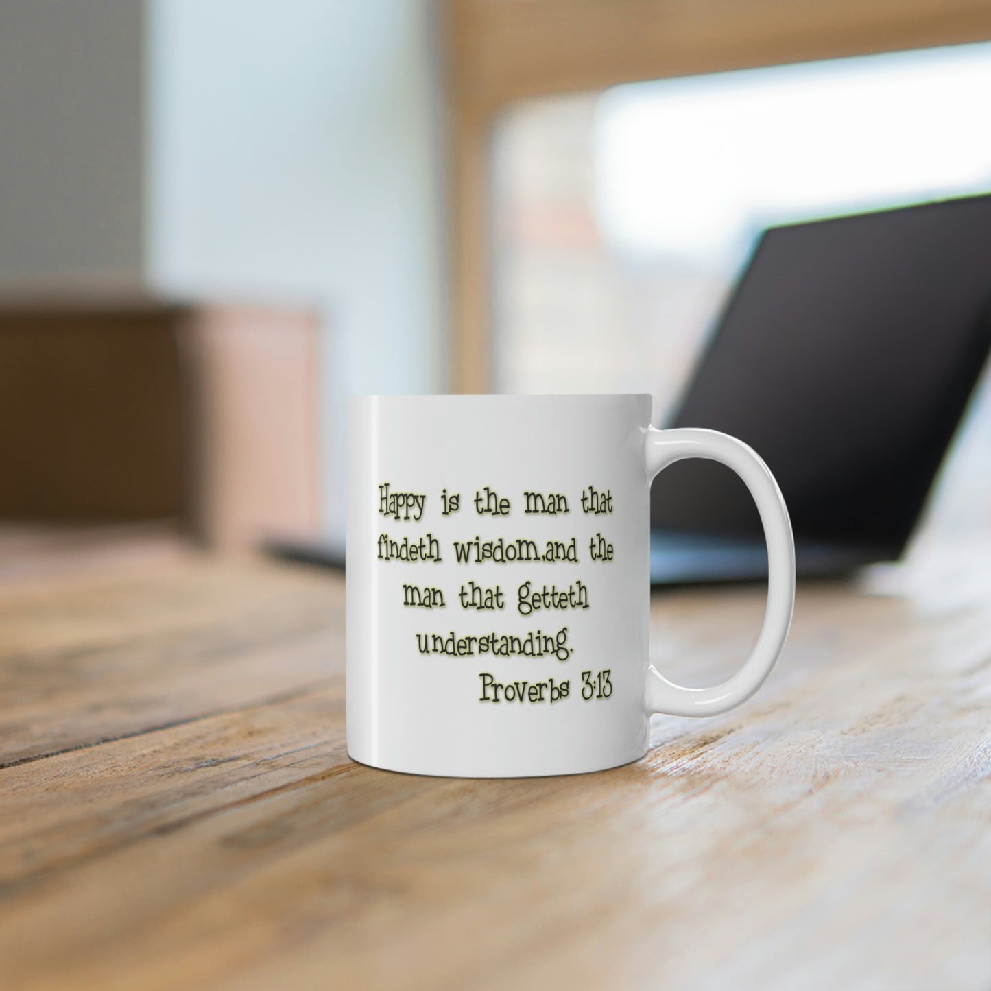 Bible Verse Scripture Mug 11oz Find your happiness.. Happy is the man