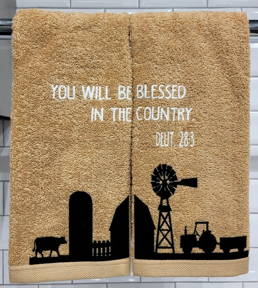 Bible Verse Hand Towel Set You Will Be Blessed In The Country