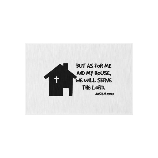 Bible Verse Scripture Outdoor Rug  But As For Me And My House...