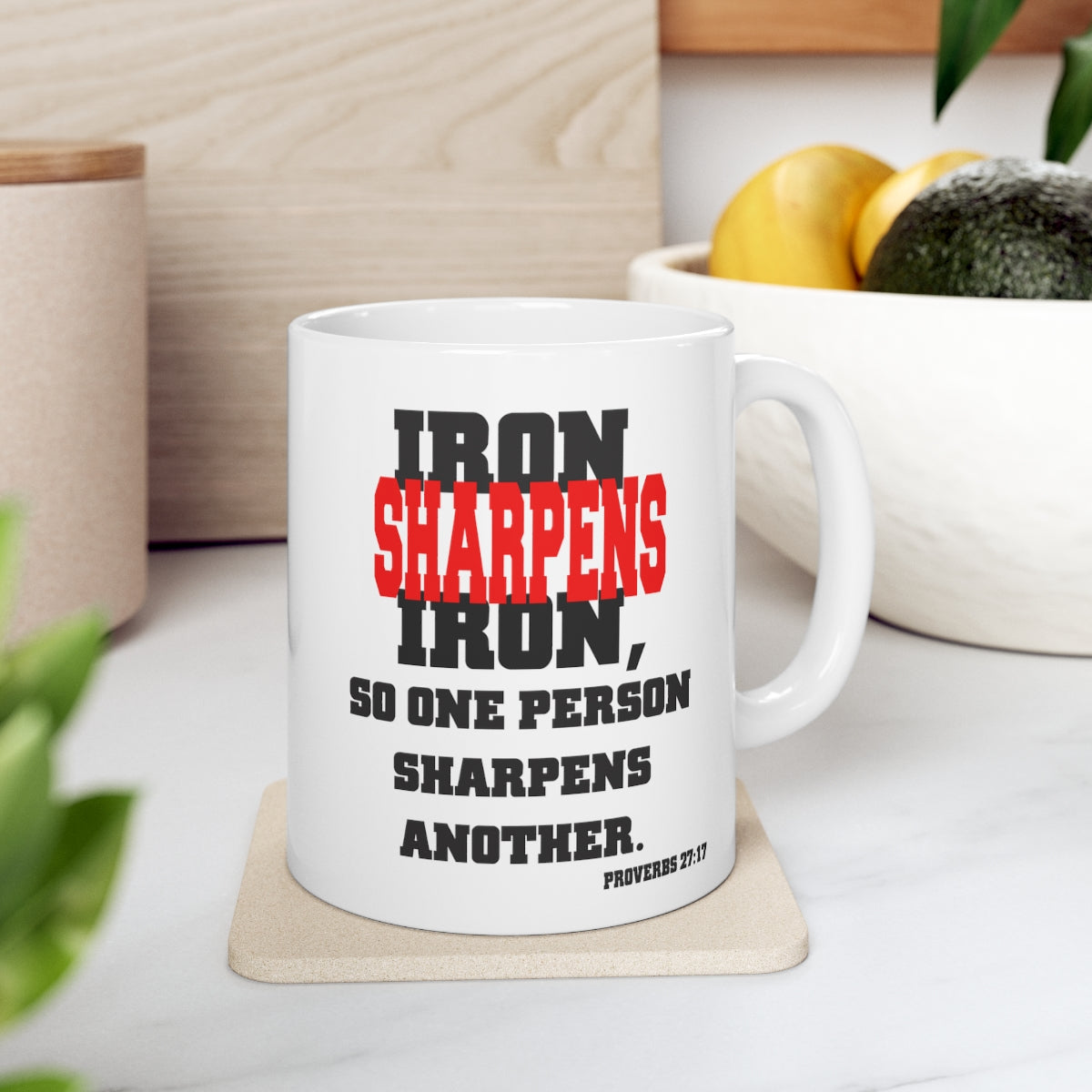 Bible Verse Scripture Mug 11oz Iron Sharpens Iron